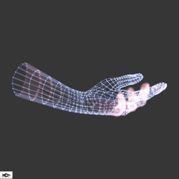 Human Arm. Hand Model. 3d Covering Skin. Can be used for science, technology, medicine, hi-tech, sci-fi.