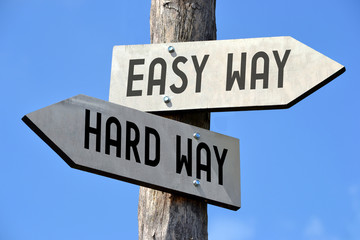 Easy and hard way signpost