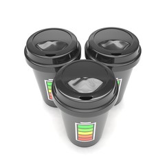 Three paper coffee cups. 3d rendering.