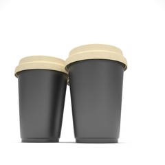 Three paper coffee cups. 3d rendering.