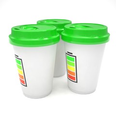 Three paper coffee cups. 3d rendering.
