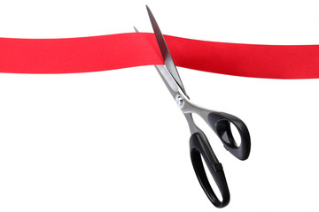 テープカット/赤いリボンとハサミ