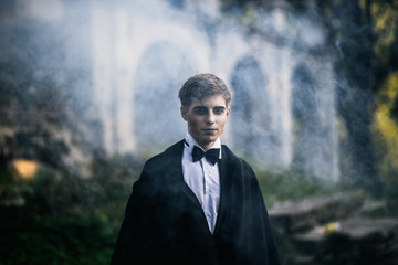 The mystical vampire in the ruined castle
