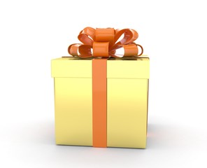 gift box with bows isolated on white. 3d rendering.