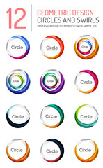 Set of abstract swirls and circles, logo collection