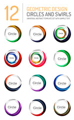 Set of abstract swirls and circles, logo collection