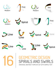 Logo collection, ribbon waves, swirls, spirals