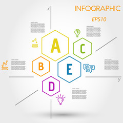 infographic colorful outline hexagons
