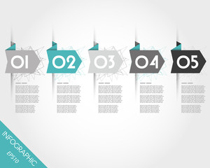 turquoise origami arrows with lines, infographic concept