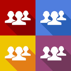 Icono plano contactos con sombra en varios colores