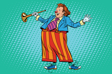Circus clown in bright clothes