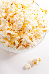 Bowl of popcorn, isolated