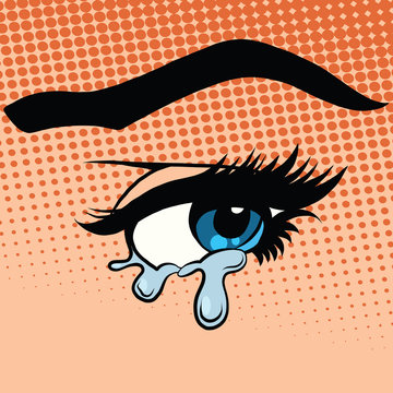 Woman eyes tears crying