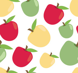Seamless cute apple pattern in vector