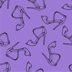 Vector shoes seamless pattern. Modern texture. Repeating endless abstract hand drawn background