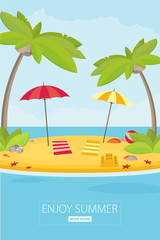 Summer holidays vector illustration,flat design beach