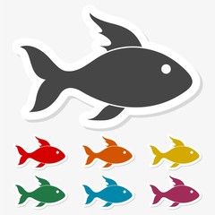 Multicolored paper stickers - Fish icon