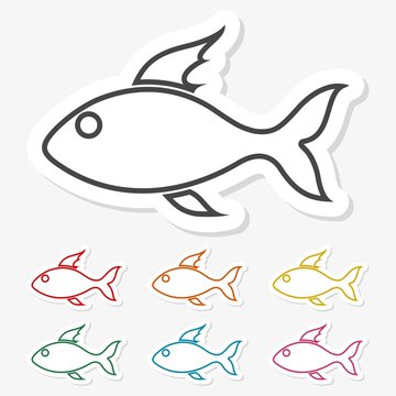 Multicolored paper stickers - Fish icon