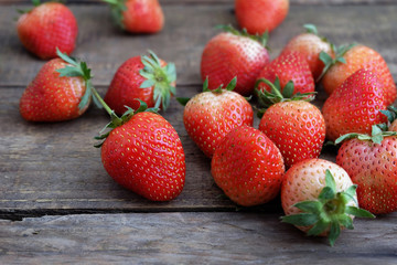 strawberry from field on wooden