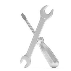 3D Illustration Wrench and screwdriver, service concept