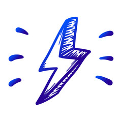 Thunder, danger vector hand drawn illustration. Icon on transparent background
