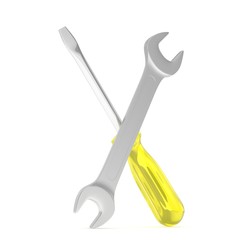 3D Illustration Wrench and screwdriver, service concept