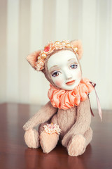 Reminiscences of childhood. Old vintage handmade art plush doll