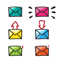 Mail icon, symbol, illustration black lines on white..