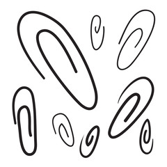 Clip icons set vector line doodle symbols..