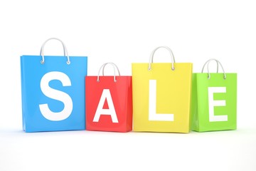 sale written on shopping bag. 3d rendering.