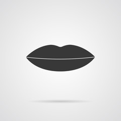 Lips Grey Vector Icon with Shadow