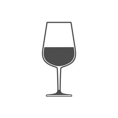 Wineglass with wine sign, symbol, icon isolated