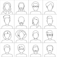 Linear people icons. Set of stylish people icons on white background.