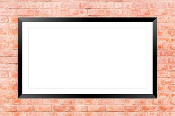 Blank billboard on brick wall