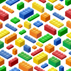 Seamless background. Isometric Plastic Building Blocks and Tiles