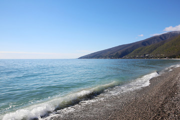 View of the beach in the Gagra, Abkhazia
