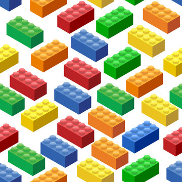 Seamless background. Isometric Plastic Building Blocks and Tiles