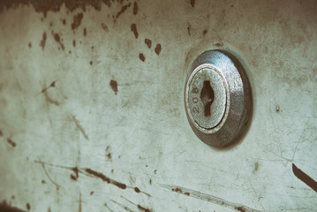 Old key hole of steel cabinet