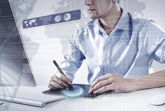 Handsome designer at work