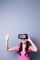 woman using VR headset glasses