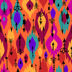Tribal arrows boho seamless pattern. Ethnic geometric print. Background texture. Fabric, cloth design, wallpaper, wrapping