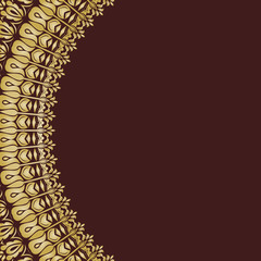 Oriental abstract half-round golden frame with arabesques and floral elements