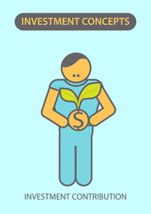 Modern Flat line icon design concept of Financial Investment contribution. Vector EPS10