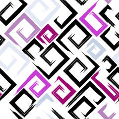 Cute vector geometric seamless pattern. Brush strokes, arrows. Hand drawn grunge texture. Abstract forms. Endless texture can be used for printing onto fabric or paper