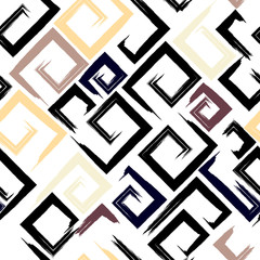 Cute vector geometric seamless pattern. Brush strokes, arrows. Hand drawn grunge texture. Abstract forms. Endless texture can be used for printing onto fabric or paper
