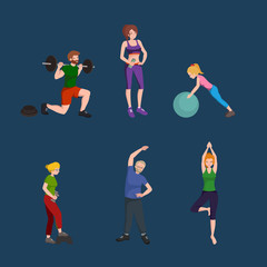 Fototapeta na wymiar Sports and Fitness People, Healthy family vector illustration.
