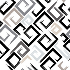 Cute vector geometric seamless pattern. Brush strokes, arrows. Hand drawn grunge texture. Abstract forms. Endless texture can be used for printing onto fabric or paper