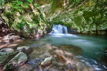 River landscape in Pioraco, Italy
