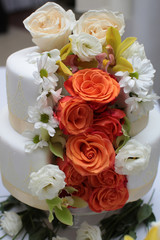 Cake decorated with butter-cream roses