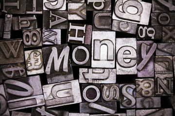 Close up of typeset letters